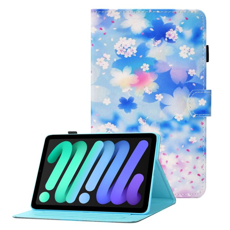 Capa De Couro Para iPad Mini 6 (2021) Flores Em Aquarela