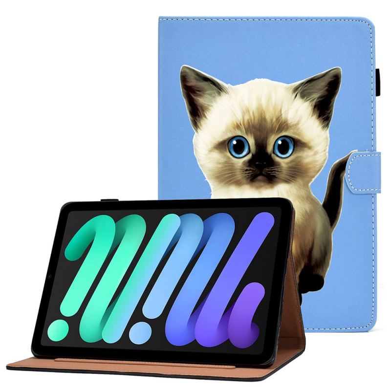 Capa Em Pele Para iPad Mini 6 (2021) Gatinho Divertido