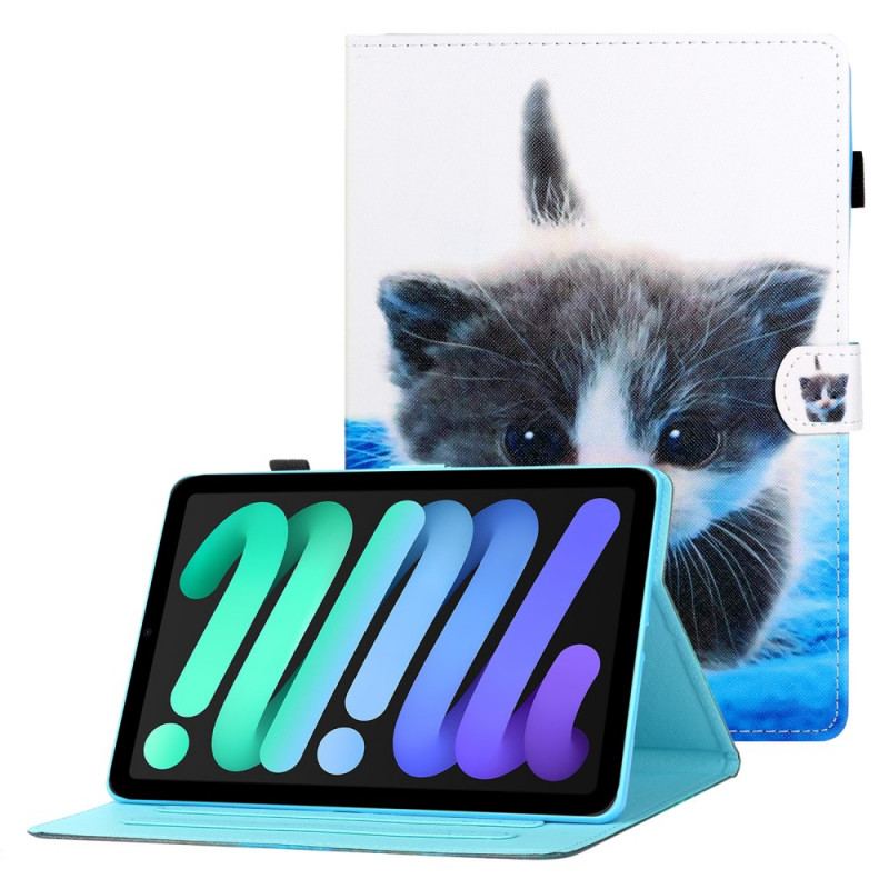 Capa Em Pele Para iPad Mini 6 (2021) Gato Emocional