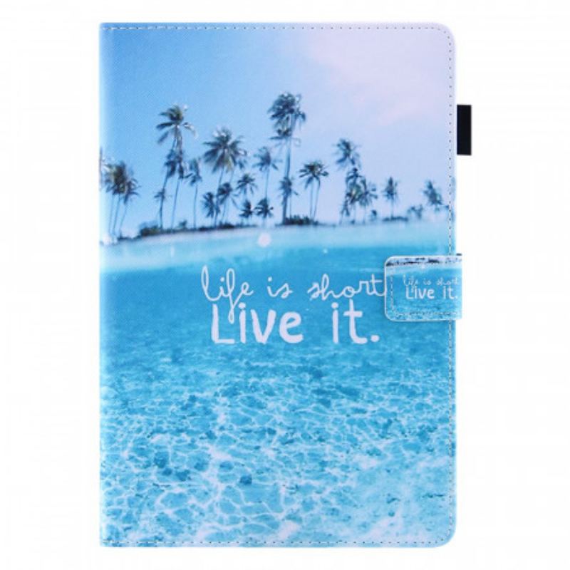 Capa Flip Para iPad Mini 6 (2021) A Vida É Curta Marinho