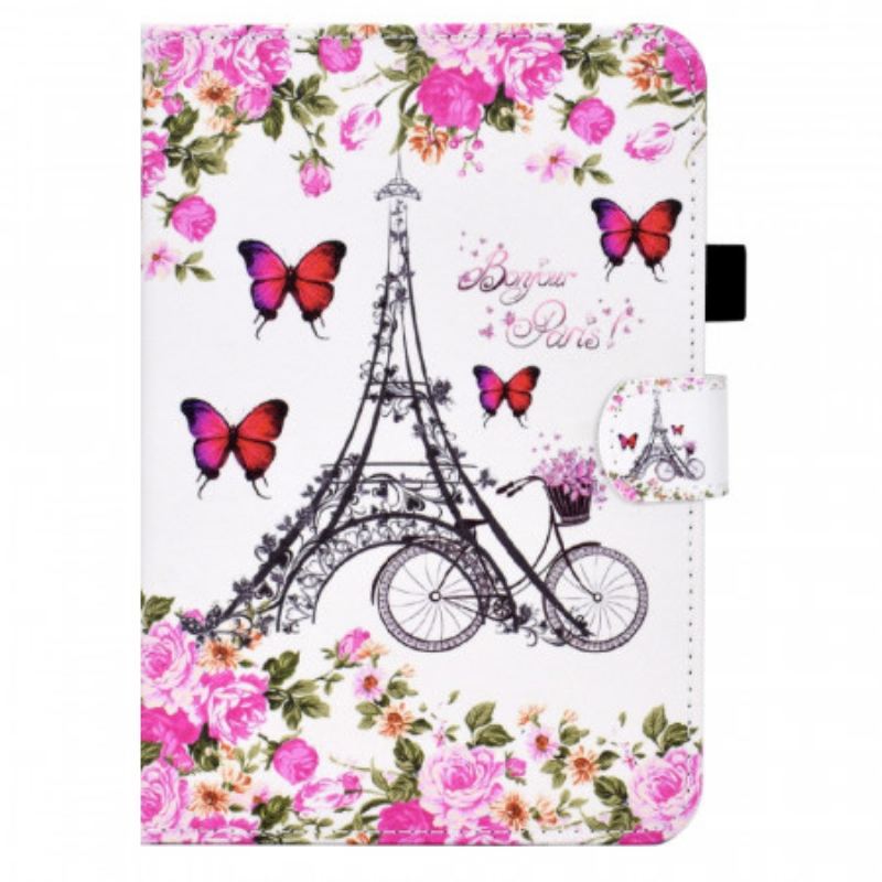 Capa Flip Para iPad Mini 6 (2021) Bicicleta Torre Eiffel