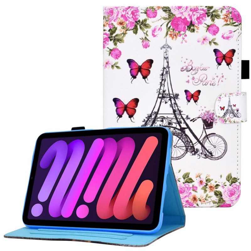 Capa Flip Para iPad Mini 6 (2021) Bicicleta Torre Eiffel