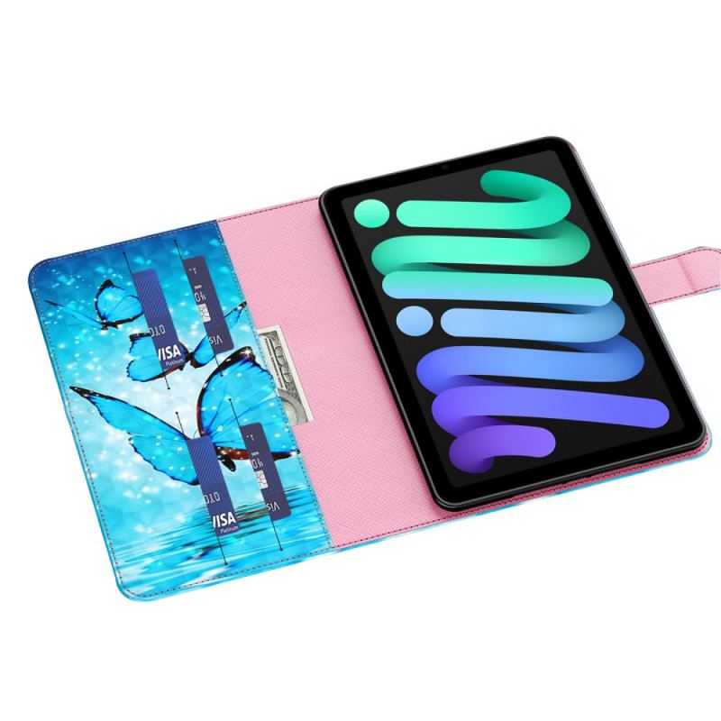 Capa Flip Para iPad Mini 6 (2021) Borboletas Pontos De Luz