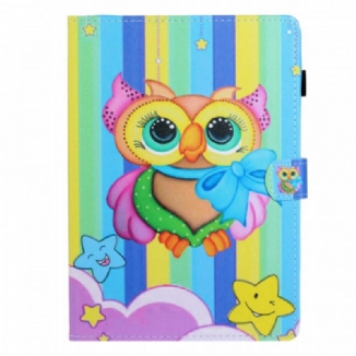 Capa Flip Para iPad Mini 6 (2021) Coruja Multicolorida