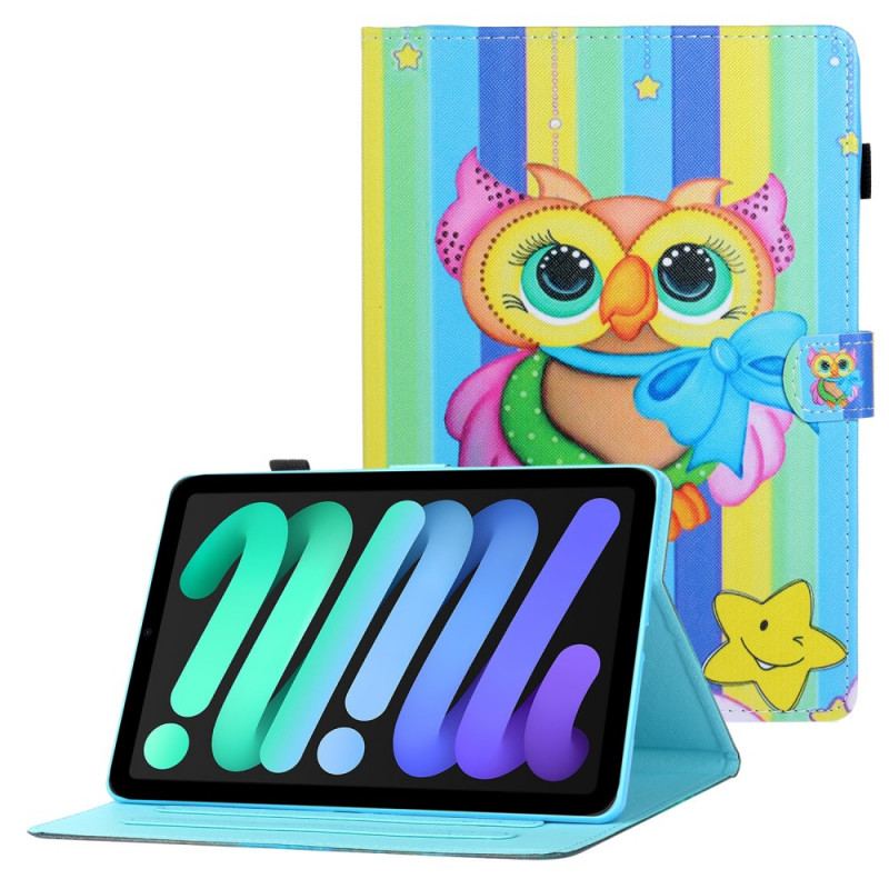 Capa Flip Para iPad Mini 6 (2021) Coruja Multicolorida