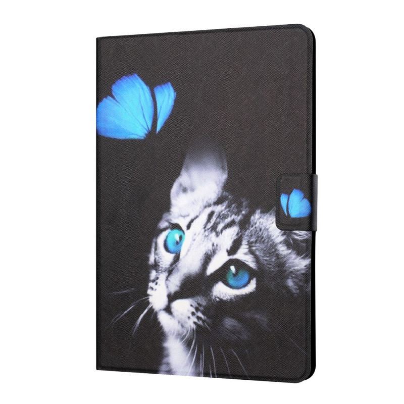 Capa Flip Para iPad Mini 6 (2021) Gato Azul E Borboleta