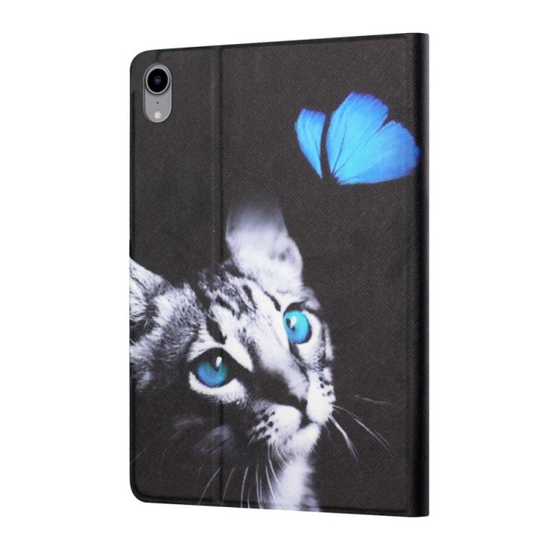 Capa Flip Para iPad Mini 6 (2021) Gato Azul E Borboleta