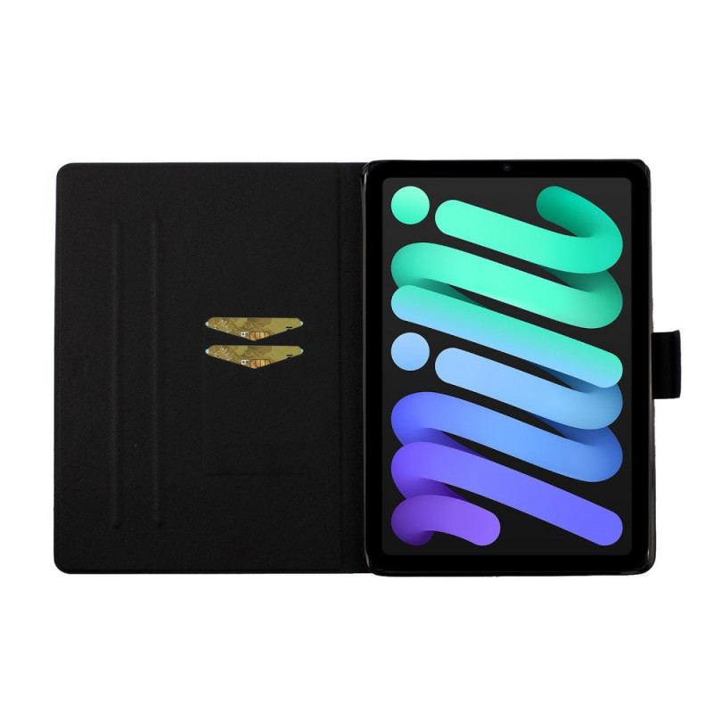 Capa Flip Para iPad Mini 6 (2021) Gato Azul E Borboleta