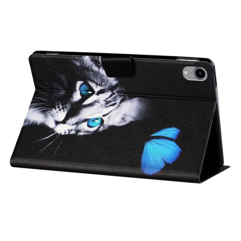 Capa Flip Para iPad Mini 6 (2021) Gato Azul E Borboleta