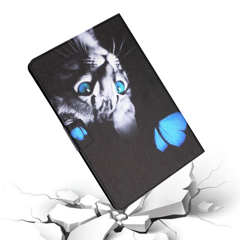 Capa Flip Para iPad Mini 6 (2021) Gato Azul E Borboleta