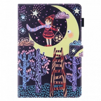 Capa Flip Para iPad Mini 6 (2021) Menina Na Lua