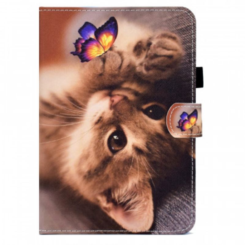 Capa Flip Para iPad Mini 6 (2021) Minha Gatinha E Borboleta