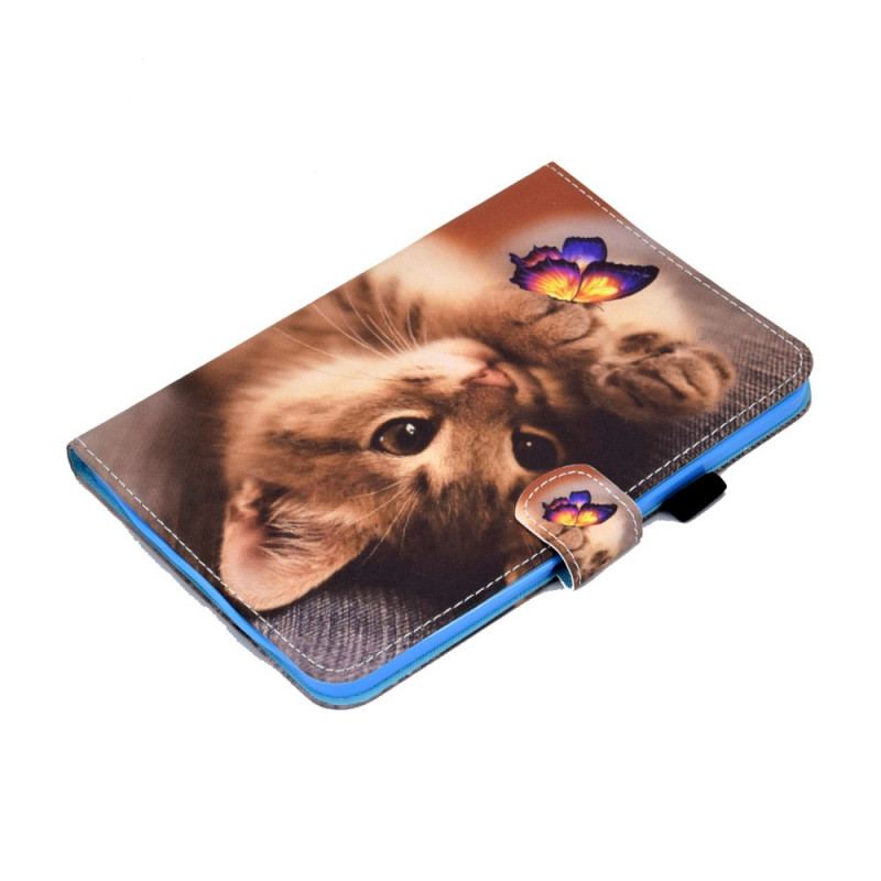 Capa Flip Para iPad Mini 6 (2021) Minha Gatinha E Borboleta