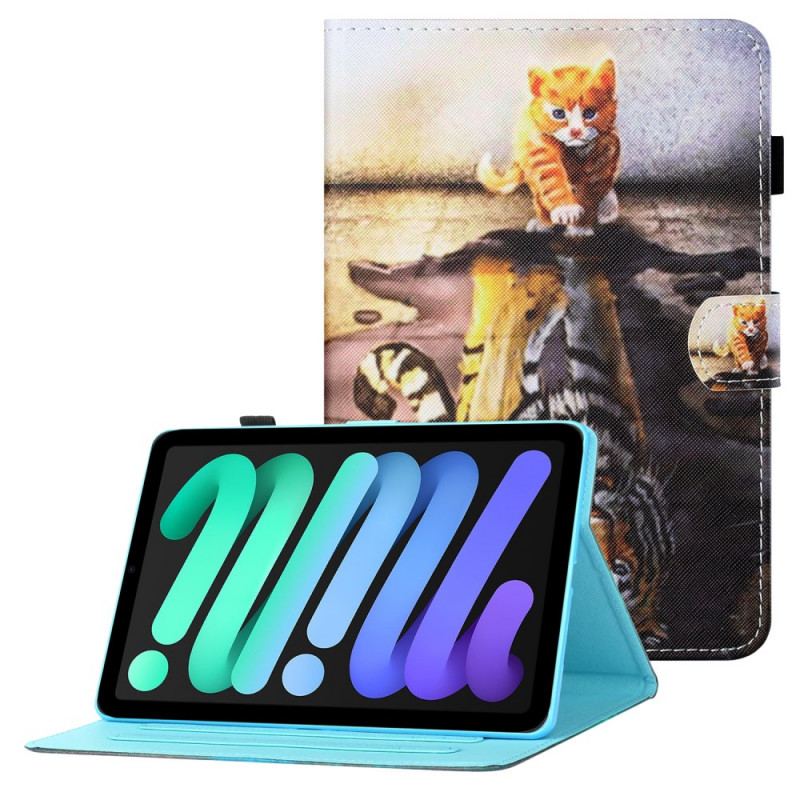 Capa Folio Para iPad Mini 6 (2021) Arte De Gatinho