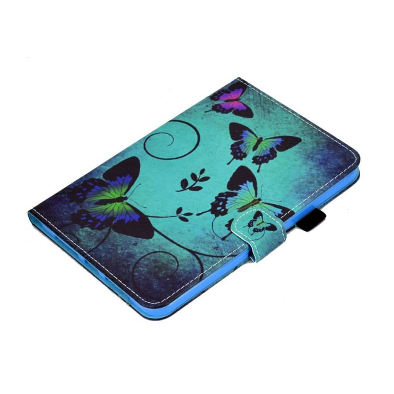 Capa Folio Para iPad Mini 6 (2021) Borboletas Em Fundo Verde