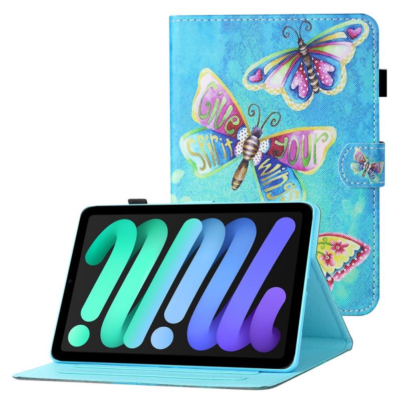 Capa Folio Para iPad Mini 6 (2021) Borboletas Multicoloridas