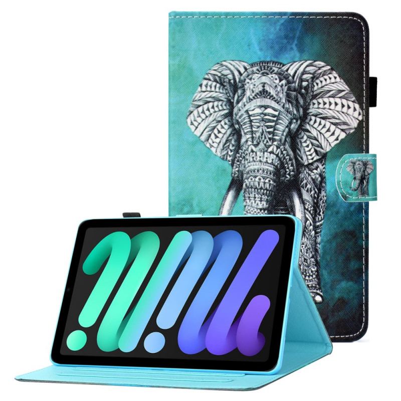 Capa Folio Para iPad Mini 6 (2021) Elefante Tribal