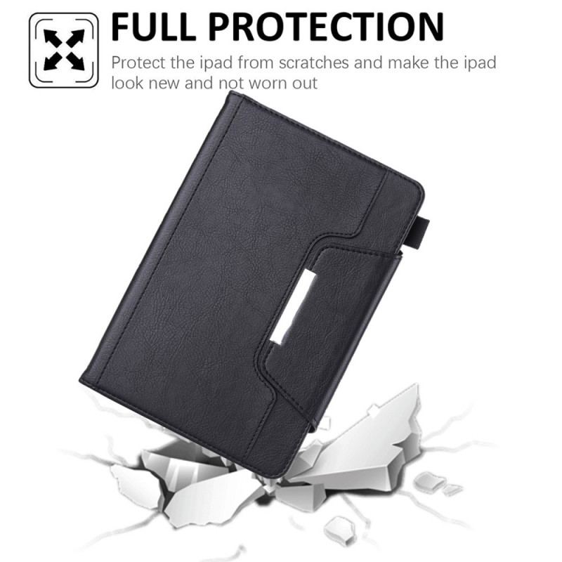 Capa Folio Para iPad Mini 6 (2021) Fecho De Prata De Couro Falso