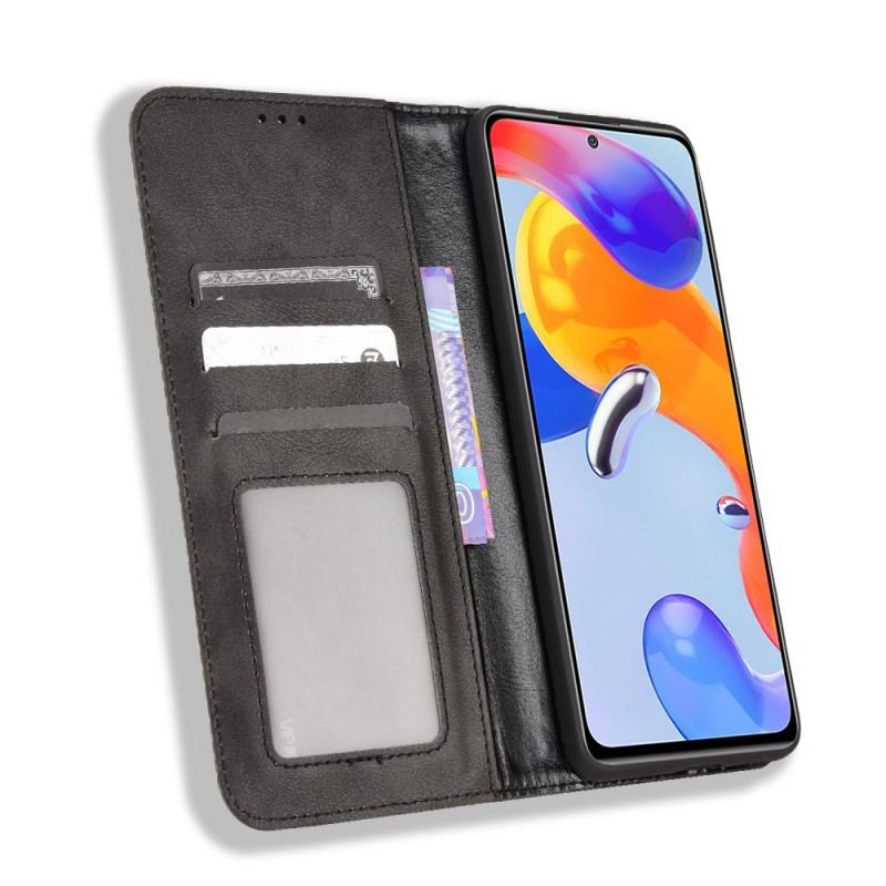 Capa De Celular Para Xiaomi Redmi Note 11 Pro / 11 Pro 5G Flip Efeito Couro Vintage Estilizado