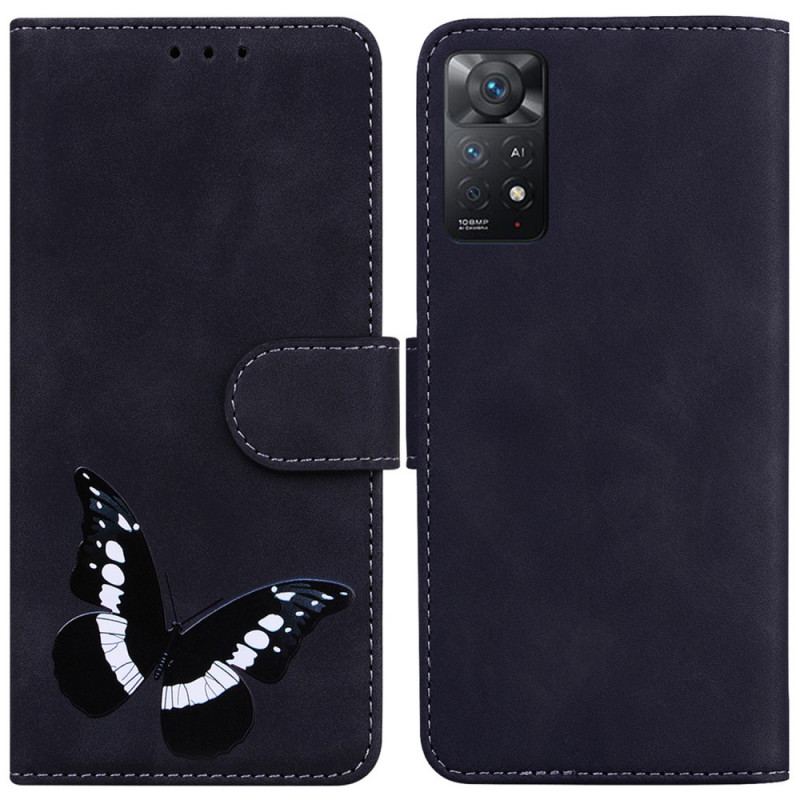 Capa De Couro Para Xiaomi Redmi Note 11 Pro / 11 Pro 5G Borboleta Com Toque De Pele