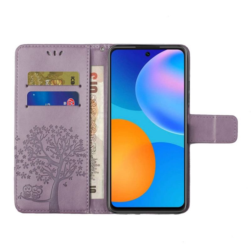 Capa De Couro Para Xiaomi Redmi Note 11 Pro / 11 Pro 5G De Cordão Tanga E Corujas