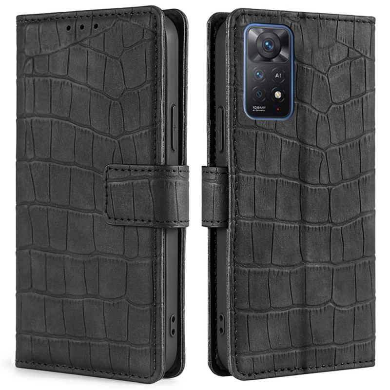 Capa De Couro Para Xiaomi Redmi Note 11 Pro / 11 Pro 5G Crocodilo Com Toque De Pele