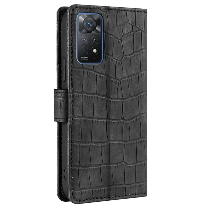 Capa De Couro Para Xiaomi Redmi Note 11 Pro / 11 Pro 5G Crocodilo Com Toque De Pele