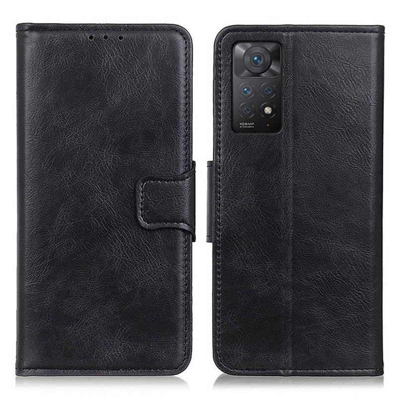 Capa De Couro Para Xiaomi Redmi Note 11 Pro / 11 Pro 5G Fecho Reversível Efeito Couro