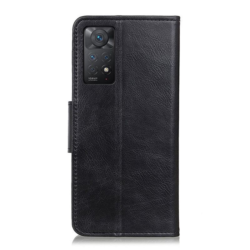 Capa De Couro Para Xiaomi Redmi Note 11 Pro / 11 Pro 5G Fecho Reversível Efeito Couro