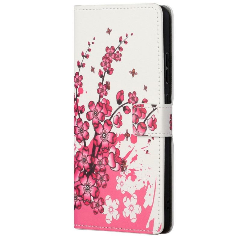 Capa De Couro Para Xiaomi Redmi Note 11 Pro / 11 Pro 5G Flores Tropicais