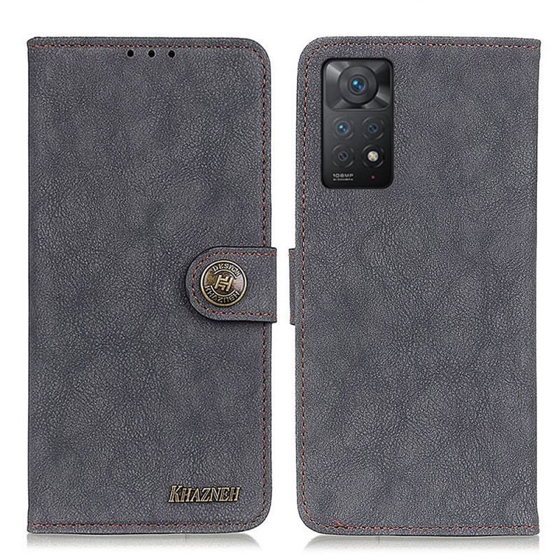 Capa De Couro Para Xiaomi Redmi Note 11 Pro / 11 Pro 5G Khazneh Retrô Split Couro Sintético