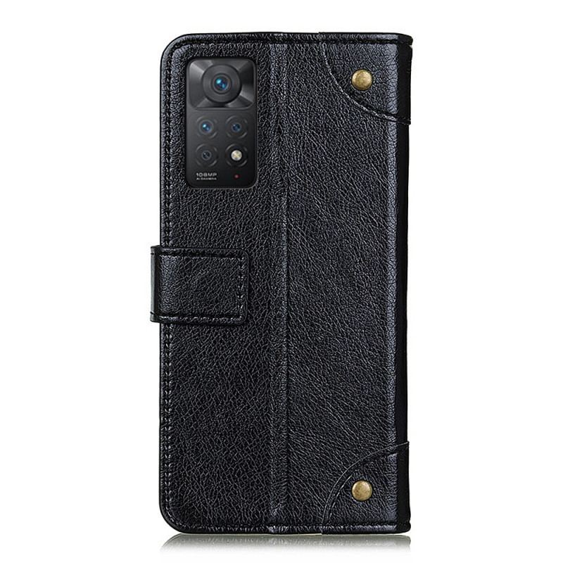 Capa De Couro Para Xiaomi Redmi Note 11 Pro / 11 Pro 5G Rebites Vintage Estilo Couro Napa