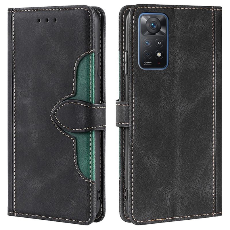 Capa De Couro Para Xiaomi Redmi Note 11 Pro / 11 Pro 5G Couro Sintético Bicolor Estiloso