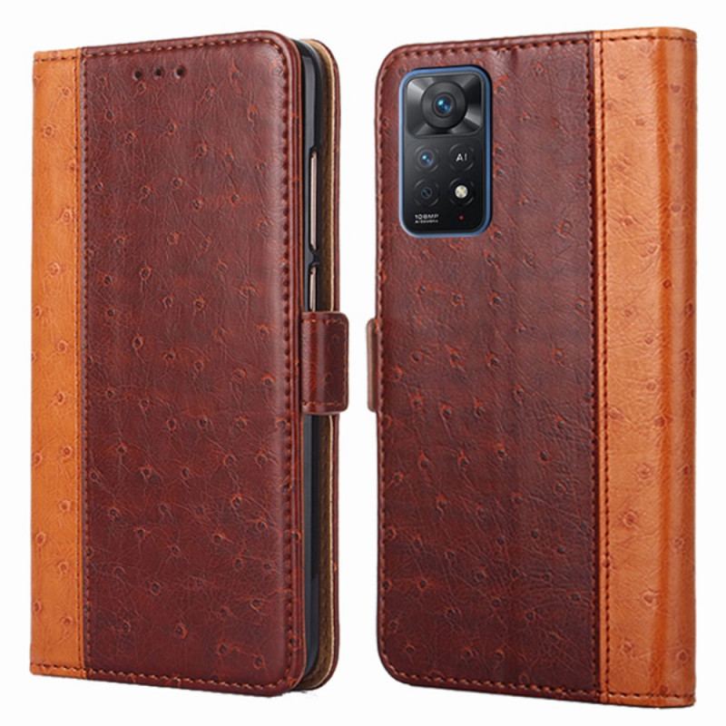 Capa De Couro Para Xiaomi Redmi Note 11 Pro / 11 Pro 5G Textura De Pele De Avestruz