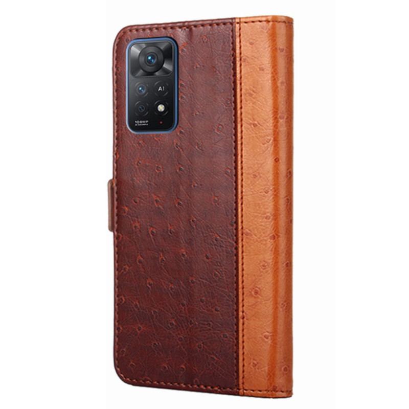 Capa De Couro Para Xiaomi Redmi Note 11 Pro / 11 Pro 5G Textura De Pele De Avestruz