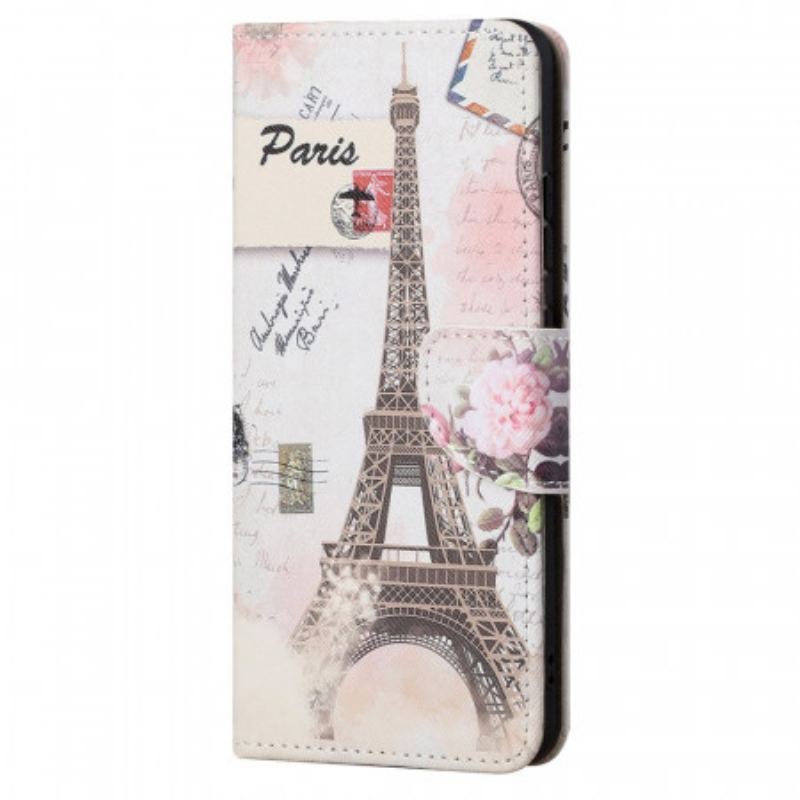 Capa De Couro Para Xiaomi Redmi Note 11 Pro / 11 Pro 5G Torre Eiffel Retrô