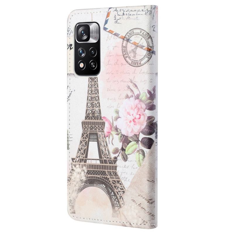 Capa De Couro Para Xiaomi Redmi Note 11 Pro / 11 Pro 5G Torre Eiffel Retrô