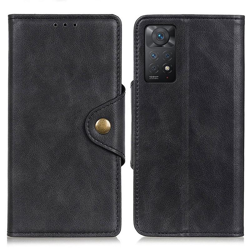 Capa Em Pele Para Xiaomi Redmi Note 11 Pro / 11 Pro 5G Botão De Couro Falso