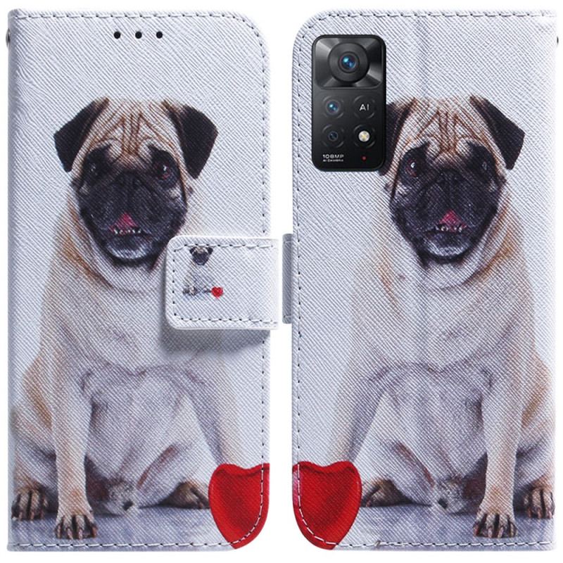 Capa Em Pele Para Xiaomi Redmi Note 11 Pro / 11 Pro 5G Cachorro Pug