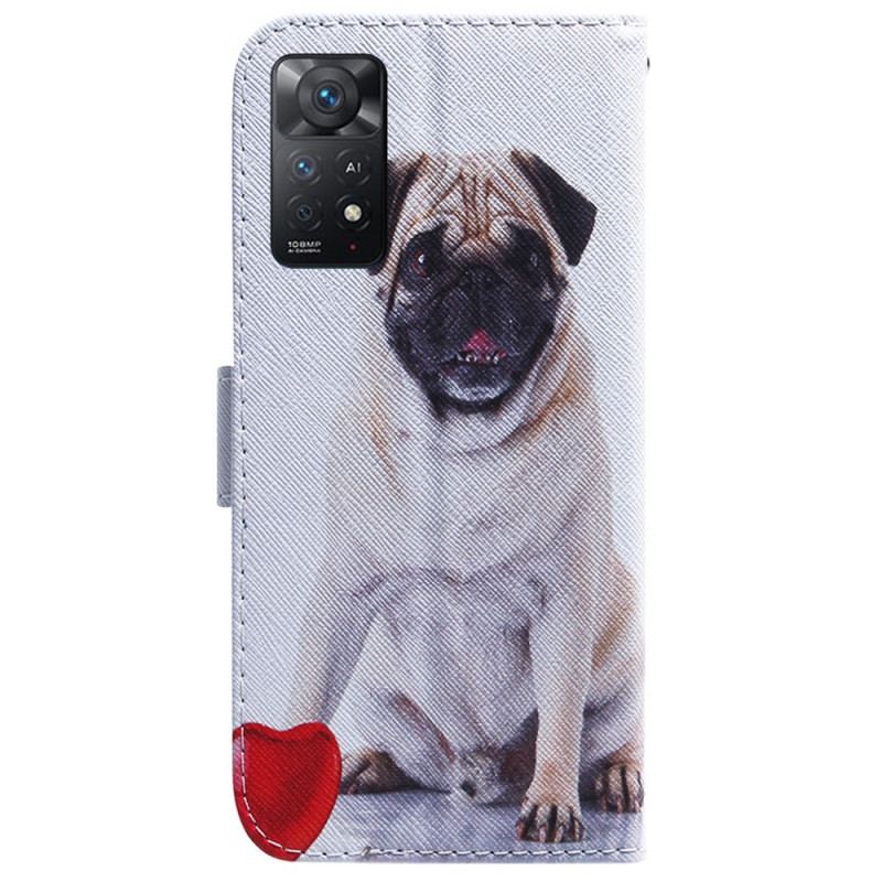 Capa Em Pele Para Xiaomi Redmi Note 11 Pro / 11 Pro 5G Cachorro Pug