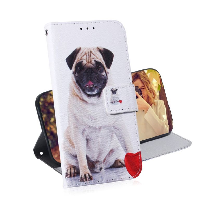 Capa Em Pele Para Xiaomi Redmi Note 11 Pro / 11 Pro 5G Cachorro Pug