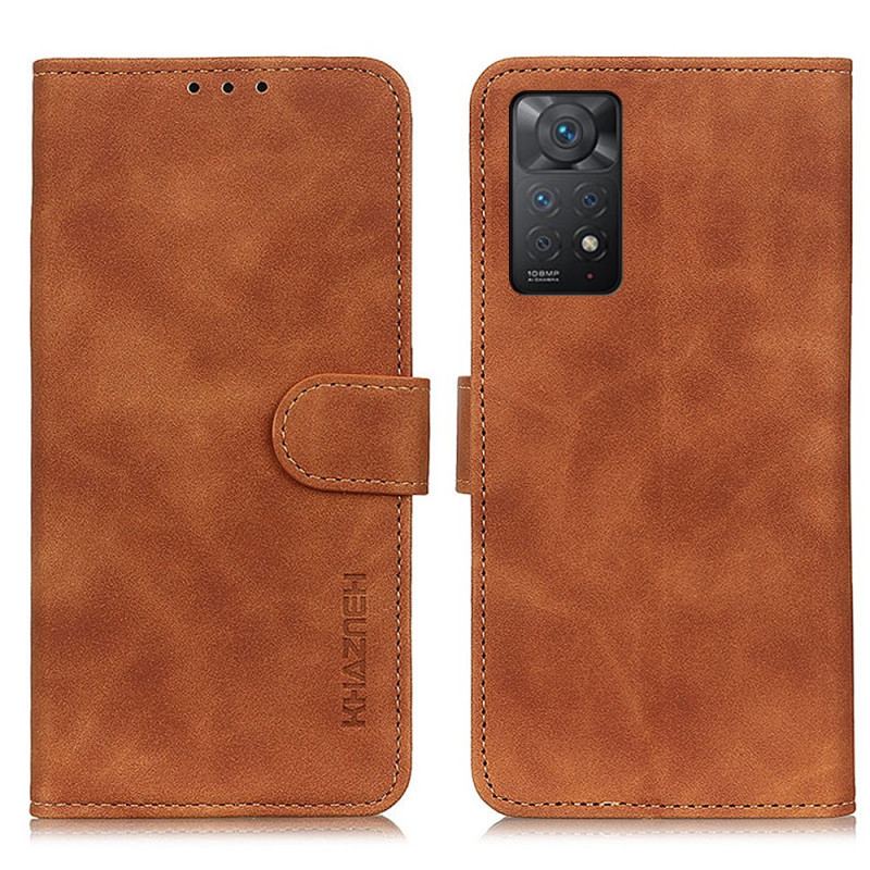 Capa Em Pele Para Xiaomi Redmi Note 11 Pro / 11 Pro 5G Efeito Couro Vintage Khazneh