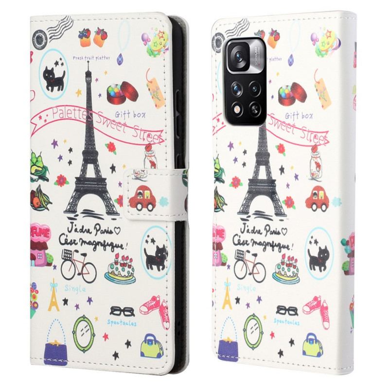 Capa Em Pele Para Xiaomi Redmi Note 11 Pro / 11 Pro 5G Eu Amo Paris