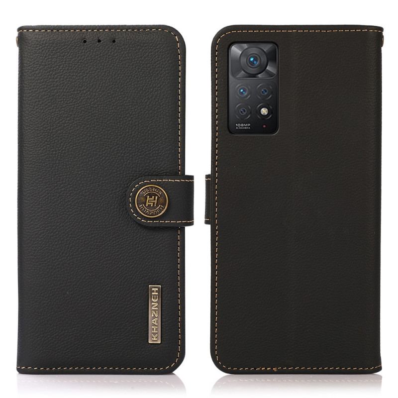 Capa Em Pele Para Xiaomi Redmi Note 11 Pro / 11 Pro 5G Khazneh Rfid Couro Genuíno