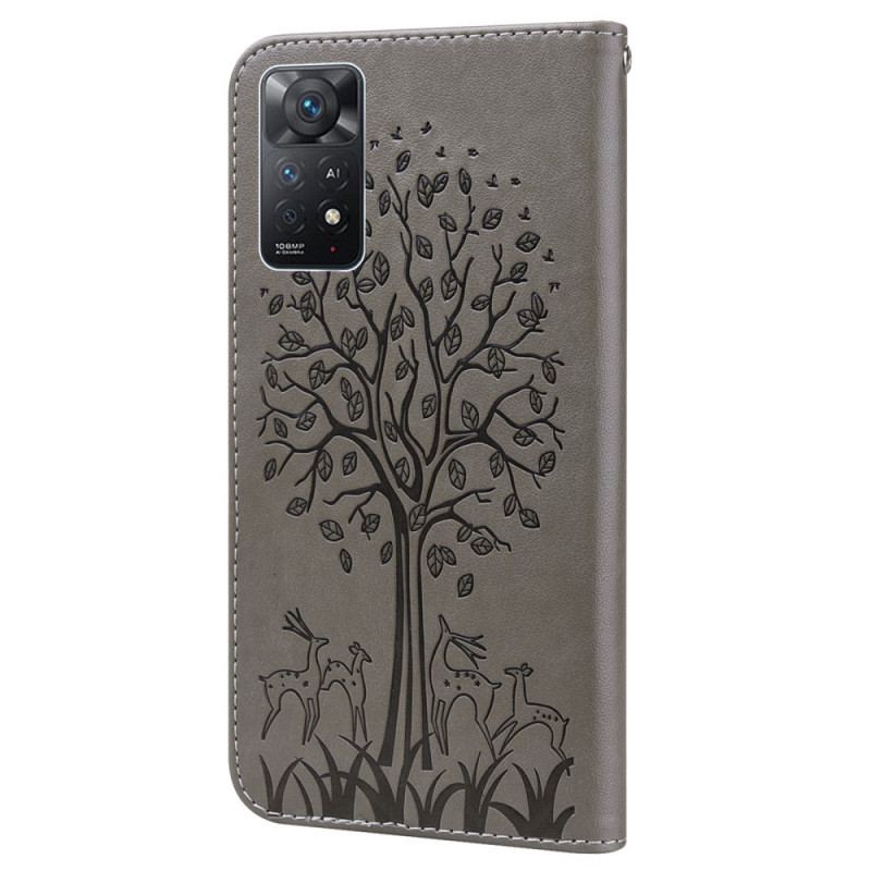 Capa Flip Para Xiaomi Redmi Note 11 Pro / 11 Pro 5G Árvore E Veado