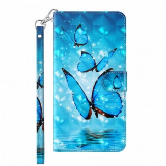 Capa Flip Para Xiaomi Redmi Note 11 Pro / 11 Pro 5G Borboletas Azuis Voando