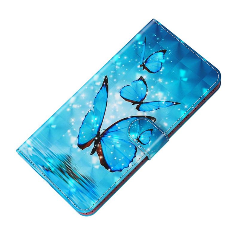 Capa Flip Para Xiaomi Redmi Note 11 Pro / 11 Pro 5G Borboletas Azuis Voando