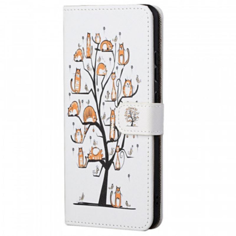 Capa Flip Para Xiaomi Redmi Note 11 Pro / 11 Pro 5G De Cordão Gatos Divertidos Com Alça