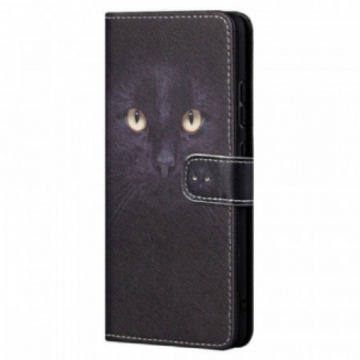 Capa Flip Para Xiaomi Redmi Note 11 Pro / 11 Pro 5G De Cordão Olhos De Gato Preto Com Tiras