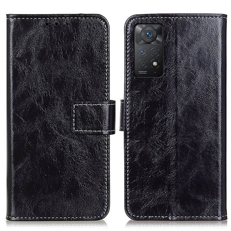 Capa Flip Para Xiaomi Redmi Note 11 Pro / 11 Pro 5G Costuras Brilhantes E Expostas